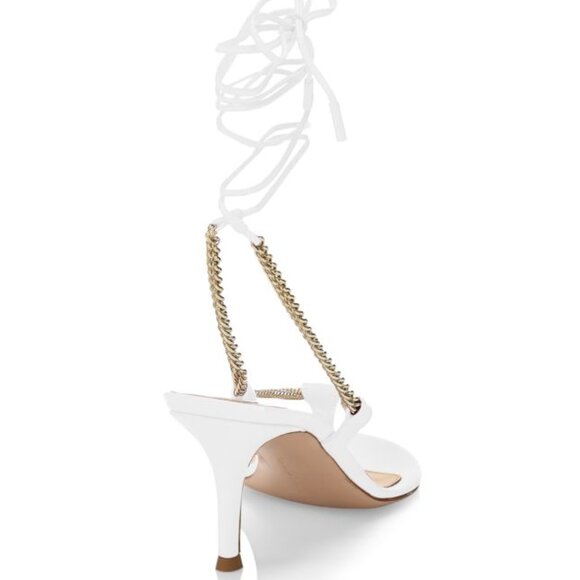 Gianvito Rossi Chain-Trimmed Ankle-Strap Leather Thong Sandals - Picture 3 of 8